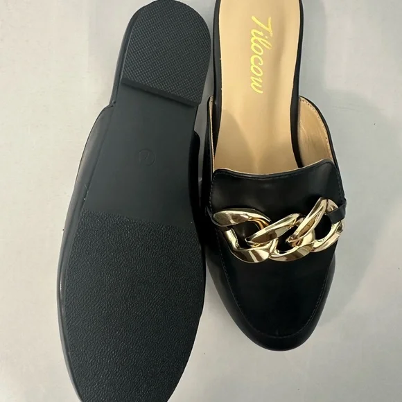 Chic Black and Gold Mules by - Picture 2 of 4